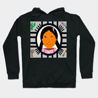 Native American Artwork Illustration on Black Background Hoodie